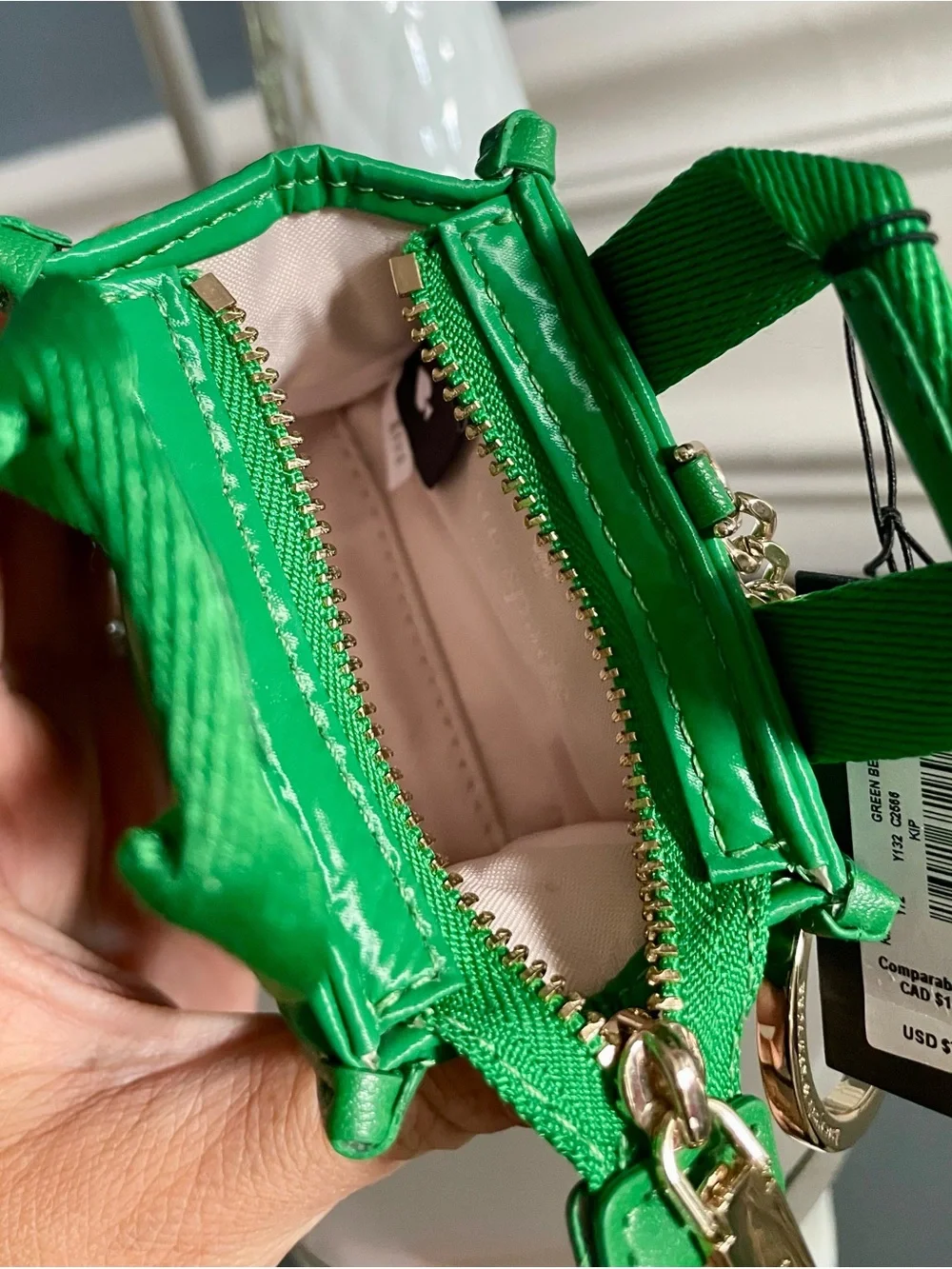 kate spade Green Quilted Mini Tote Keychain
